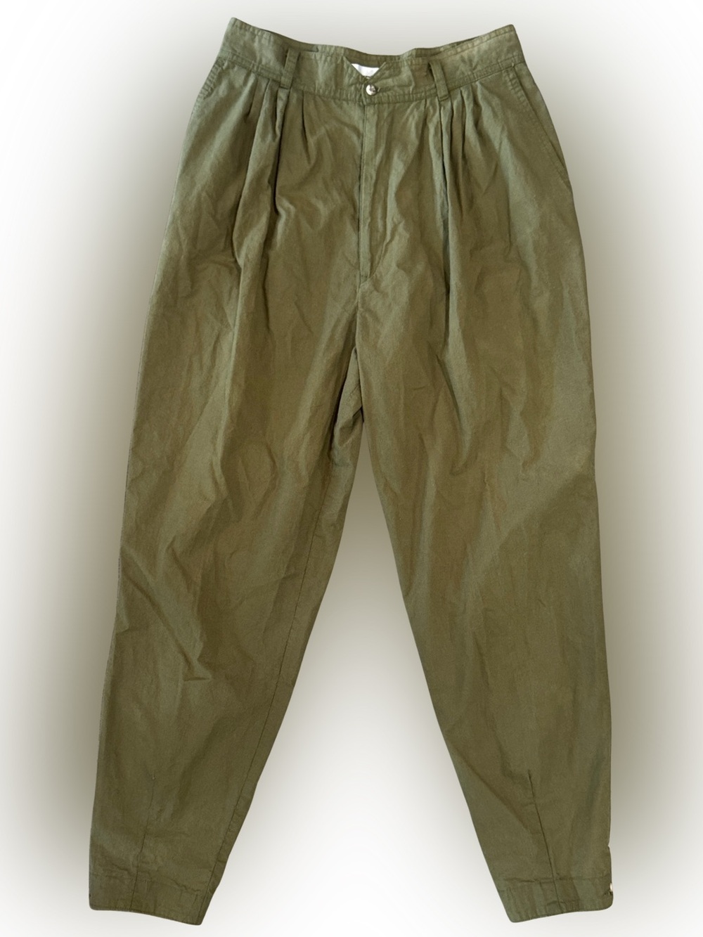 Women’s Vintage 90’s Olive Pleated High-waisted Casual Pants